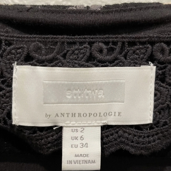 Anthropologie Ett:twa Soiree Black Embroidered Floral Midi Dress Size 2 - Picture 11 of 11